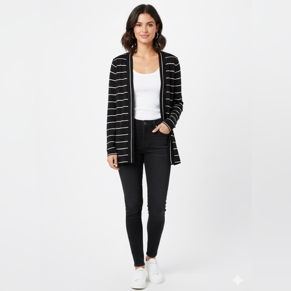 Size small Black and White Striped Women's Sweater - Picture 1 of 5
